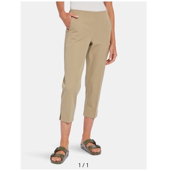 Lysse Olive Amber Crop Pants Pull On Pockets Stretch Twill Smoothing Waist Large - Picture 2 of 16
